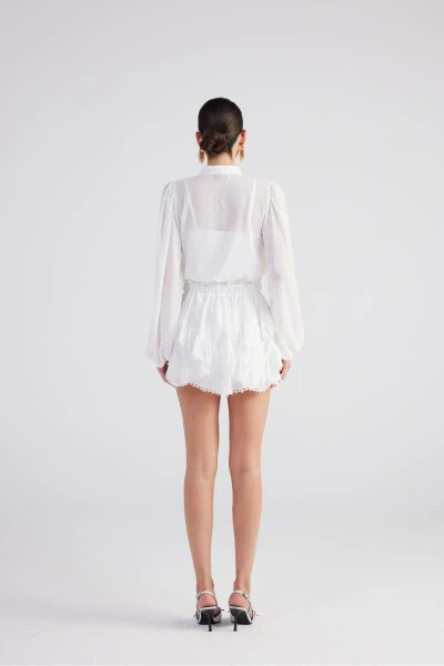 Brode Detailed Sleeveless Pixie Shirt White - 4