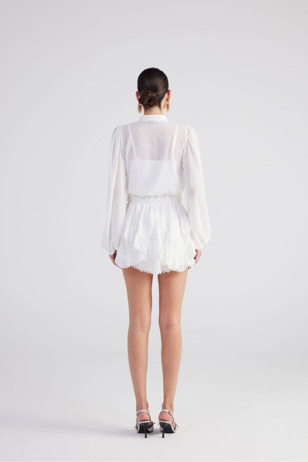 Brode Detailed Sleeveless Pixie Shirt White - 4