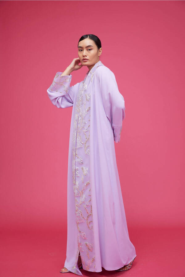 Brokar Garnili Abaya Lila & Şal - 8