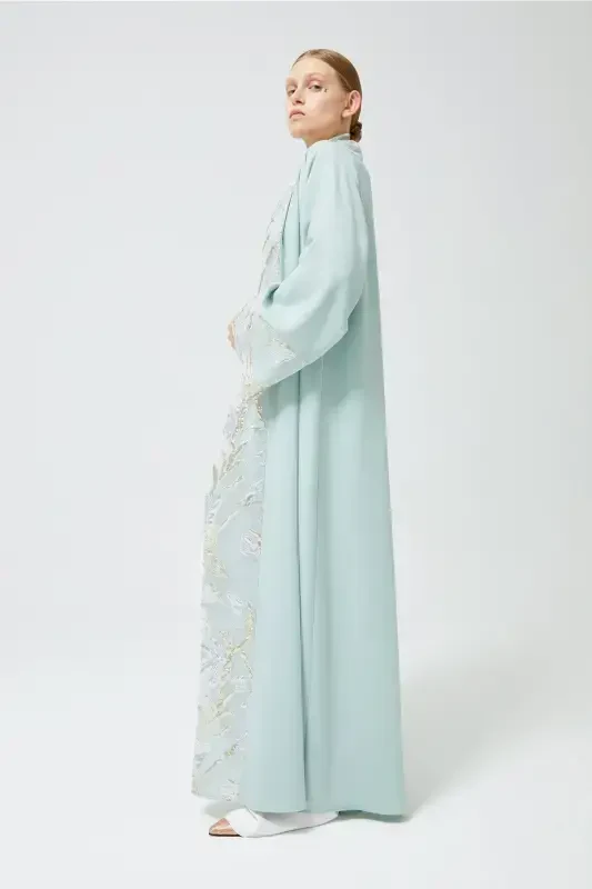 Brokar Garnili Abaya Mint Yashili & Şal-Mint Yashili - 4