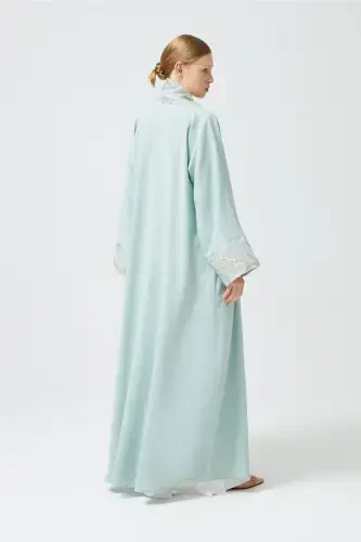 Brokar Garnili Abaya Mint Yashili & Şal-Mint Yashili - 5