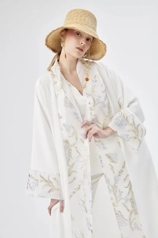 Brokar Garnili Abaya Oq & Ro'mol-oq - 2