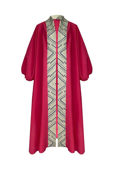 Brokar Patlı Keten Kaftan Fuşya - 7