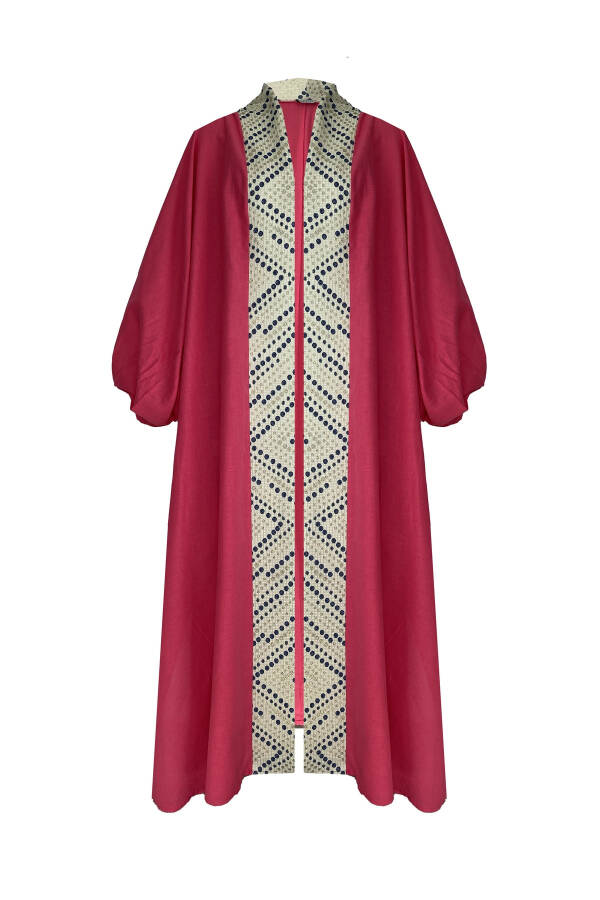 Brokar Patlı Keten Kaftan Fuşya - 15