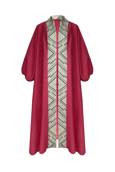 Brokar Tikilgan Zig'ir Kaftan Fuşya - 15