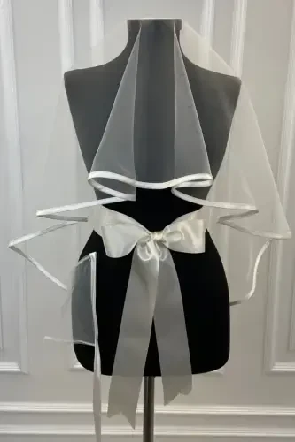 Broken White Biedermeier Bridal Veil Set - BİYELİKIRIKBEYAZ - 1