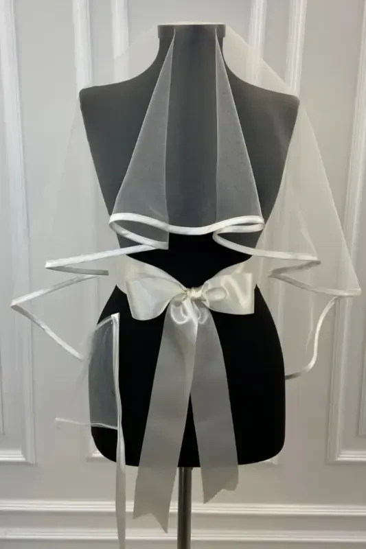 Broken White Biedermeier Bridal Veil Set - BİYELİKIRIKBEYAZ - ZEYMERADE