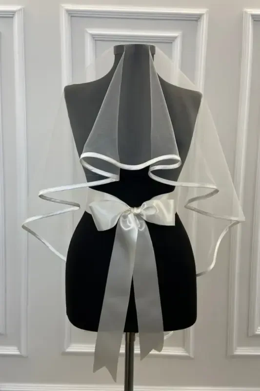 Broken White Biedermeier Bridal Veil Set - BİYELİKIRIKBEYAZ - 2