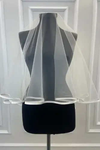 Broken White Biedermeier Bridal Veil Set - BİYELİKIRIKBEYAZ - 3