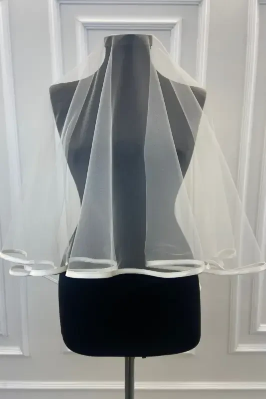 Broken White Biedermeier Bridal Veil Set - BİYELİKIRIKBEYAZ - 3