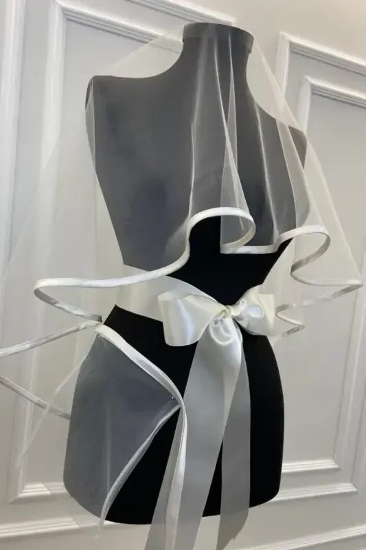 Broken White Biedermeier Bridal Veil Set - BİYELİKIRIKBEYAZ - 4