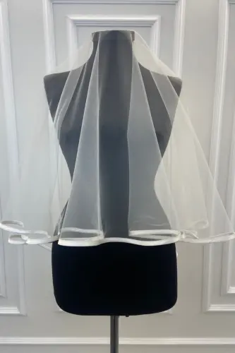Broken White Biedermeier Bridal Veil Set - BİYELİKIRIKBEYAZ - 3