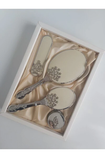 Broken White Bridal Trunk Mirror Comb Set Kit / Dowry - NURKA ÇEYIZ