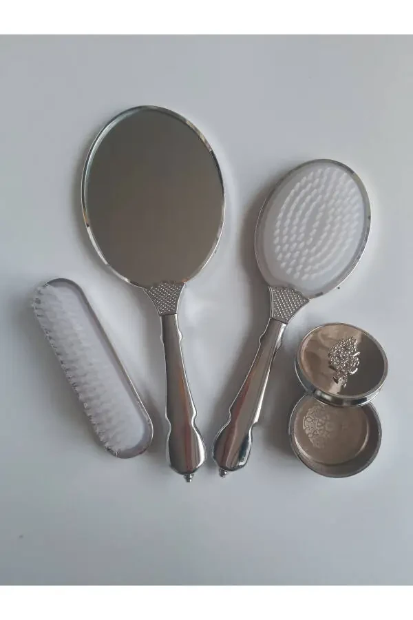 Broken White Bridal Trunk Mirror Comb Set Kit / Dowry - 3