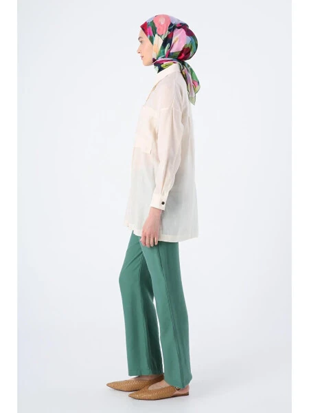 Broken White Relaxed Fit Blend Shirt Tunic - 8