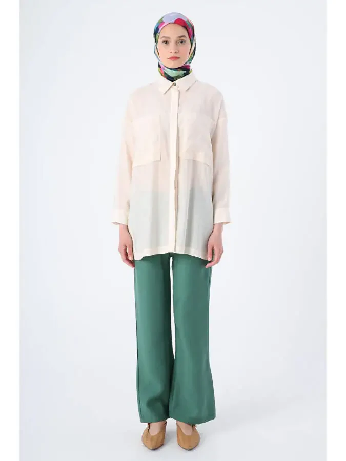 Broken White Relaxed Fit Blend Shirt Tunic - 2