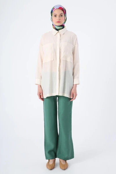 Broken White Relaxed Fit Blend Shirt Tunic - 12