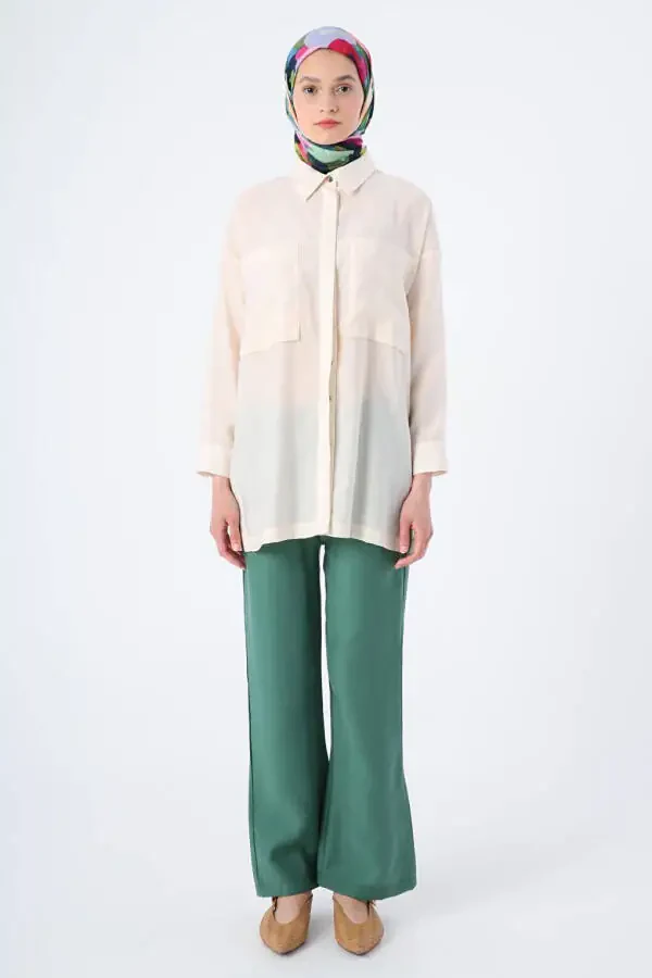 Broken White Relaxed Fit Blend Shirt Tunic - 12