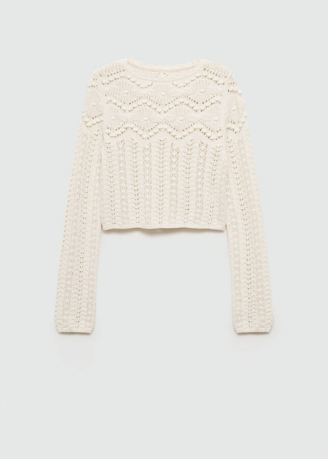 Broken white sweater with fine knit details - 8