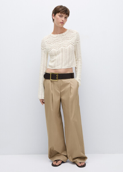 Broken white sweater with fine knit details - 9