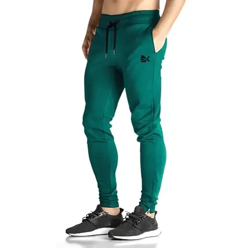 BROKIG erkaklar uchun Zip Joggers shim - Kundalik sport zalida mashg'ulot uchun shimlar Qulay toraygan sport shimlar cho'ntaklar bilan 