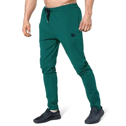 BROKIG erkaklar uchun Zip Joggers shim - Kundalik sport zalida mashg'ulot uchun shimlar Qulay toraygan sport shimlar cho'ntaklar bilan - 5