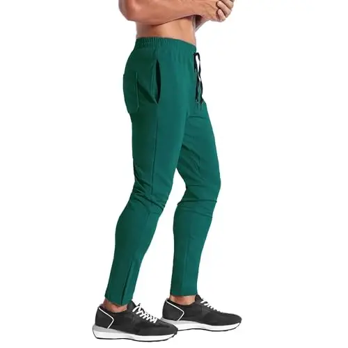 BROKIG erkaklar uchun Zip Joggers shim - Kundalik sport zalida mashg'ulot uchun shimlar Qulay toraygan sport shimlar cho'ntaklar bilan - 6