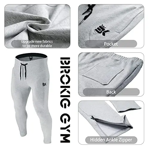 BROKIG Erkaklar Zip Jogger Shimlar - Kundalik Sport Zalida Mashq Trek Shimlar Qulay Toraytirilgan Sport Shimlari cho'ntaklar bilan - 4