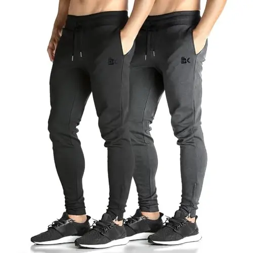 BROKIG Mens Zip Joggers Pants - Casual Gym Workout Track Pants Comfortable Slim Fit Tapered Sweatpants with Pockets - 1