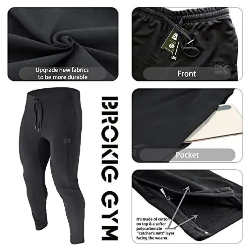 BROKIG Men's Zip Joggers Casual Gym Workout Track Pants | Slim Tapered Fit Breathable Stretch Athletic Track Pants for Sport Training Running Hiking and Daily Active or Causal Wear - 4