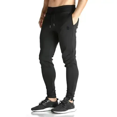 BROKIG Mens Zip Joggers Pants - Casual Gym Workout Track Pants Comfortable Slim Fit Tapered Sweatpants with Pockets 