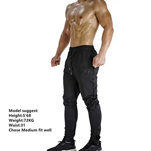 BROKIG Men's Zip Joggers Casual Gym Workout Track Pants | Slim Tapered Fit Breathable Stretch Athletic Track Pants for Sport Training Running Hiking and Daily Active or Causal Wear - 5