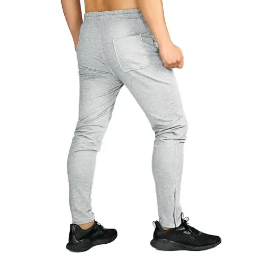 BROKIG Mens Zip Joggers Pants - Casual Gym Workout Track Pants Comfortable Slim Fit Tapered Sweatpants with Pockets - 3