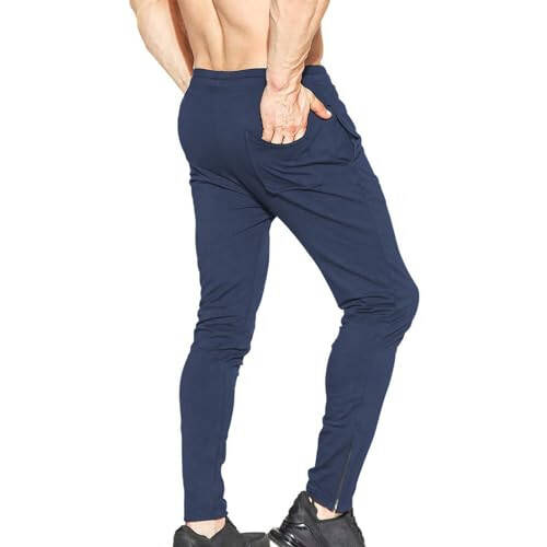 BROKIG Erkek Fermuarlı Jogger Pantolon - Günlük Spor Salonu Antrenmanı Eşofman Pantolonu Rahat Slim Fit Daralan Terli Pantolon Cepli - 16