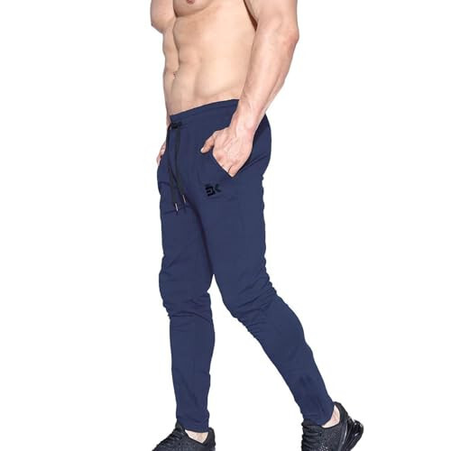 BROKIG Erkek Fermuarlı Jogger Pantolon - Günlük Spor Salonu Antrenmanı Eşofman Pantolonu Rahat Slim Fit Daralan Terli Pantolon Cepli - 17