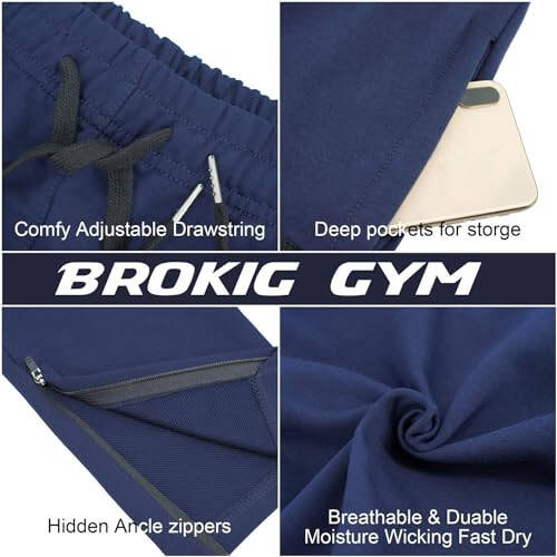 BROKIG Erkek Fermuarlı Jogger Pantolon - Günlük Spor Salonu Antrenmanı Eşofman Pantolonu Rahat Slim Fit Daralan Terli Pantolon Cepli - 19