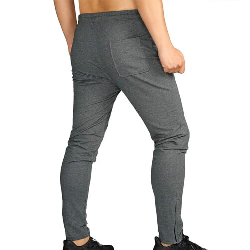 BROKIG Erkek Fermuarlı Jogger Pantolon - Günlük Spor Salonu Antrenmanı Eşofman Pantolonu Rahat Slim Fit Daralan Terli Pantolon Cepli - 9