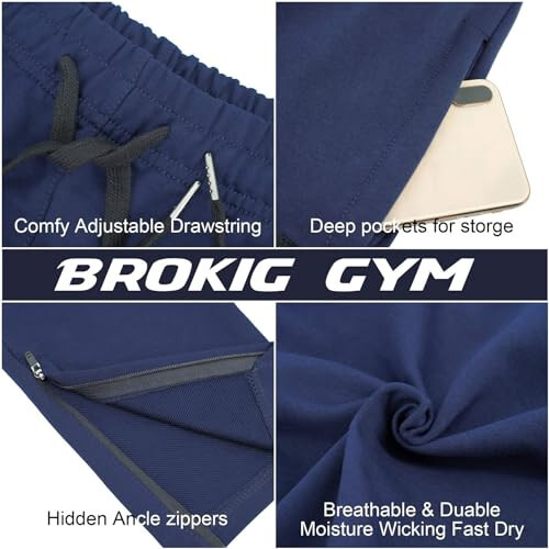 BROKIG Erkek Fermuarlı Jogger Pantolon - Günlük Spor Salonu Antrenmanı Eşofman Pantolonu Rahat Slim Fit Daralan Terli Pantolon Cepli - 6