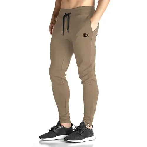 BROKIG Mens Zip Joggers Pants - Casual Gym Workout Track Pants Comfortable Slim Fit Tapered Sweatpants with Pockets - 1