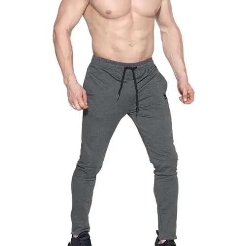 BROKIG Men's Zip Joggers Casual Gym Workout Track Pants | Slim Tapered Fit Breathable Stretch Athletic Track Pants for Sport Training Running Hiking and Daily Active or Causal Wear - 5