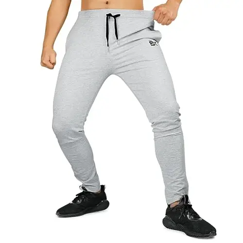 BROKIG Men's Zip Joggers Casual Gym Workout Track Pants | Slim Tapered Fit Breathable Stretch Athletic Track Pants for Sport Training Running Hiking and Daily Active or Causal Wear - 6