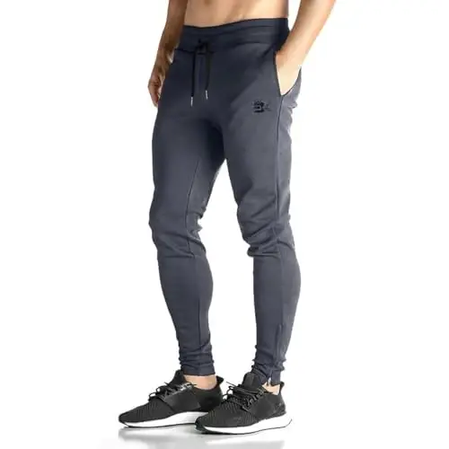BROKIG Men's Zip Joggers Casual Gym Workout Track Pants | Slim Tapered Fit Breathable Stretch Athletic Track Pants for Sport Training Running Hiking and Daily Active or Causal Wear - 1