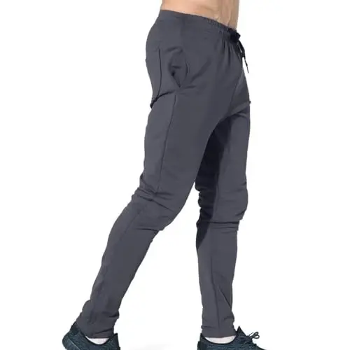 BROKIG Men's Zip Joggers Casual Gym Workout Track Pants | Slim Tapered Fit Breathable Stretch Athletic Track Pants for Sport Training Running Hiking and Daily Active or Causal Wear - 5