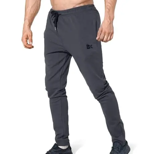 BROKIG Men's Zip Joggers Casual Gym Workout Track Pants | Slim Tapered Fit Breathable Stretch Athletic Track Pants for Sport Training Running Hiking and Daily Active or Causal Wear - 6