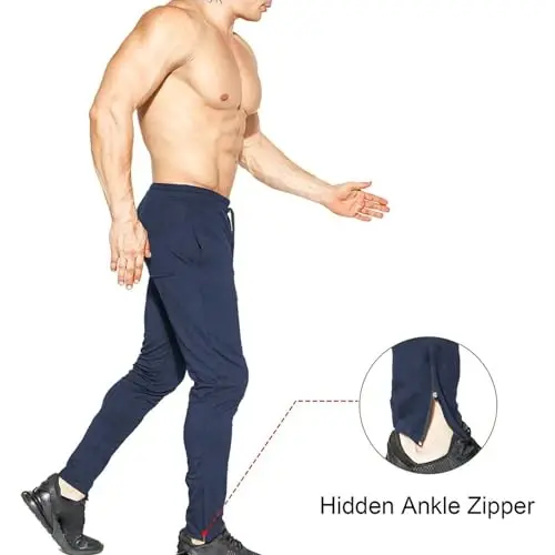 BROKIG Mens Zip Joggers Pants - Casual Gym Workout Track Pants Comfortable Slim Fit Tapered Sweatpants with Pockets - 4