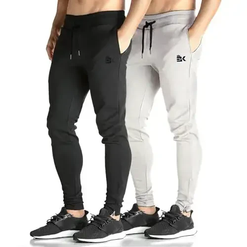 BROKIG Mens Zip Joggers Pants - Casual Gym Workout Track Pants Comfortable Slim Fit Tapered Sweatpants with Pockets - 1
