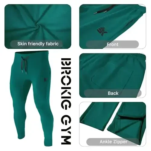 BROKIG Mens Zip Joggers Pants - Casual Gym Workout Track Pants Comfortable Slim Fit Tapered Sweatpants with Pockets - 4