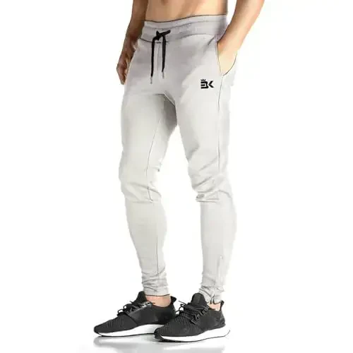 BROKIG Mens Zip Joggers Pants - Casual Gym Workout Track Pants Comfortable Slim Fit Tapered Sweatpants with Pockets - 1