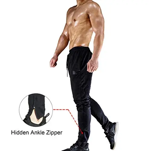BROKIG Mens Zip Joggers Pants - Casual Gym Workout Track Pants Comfortable Slim Fit Tapered Sweatpants with Pockets - 4