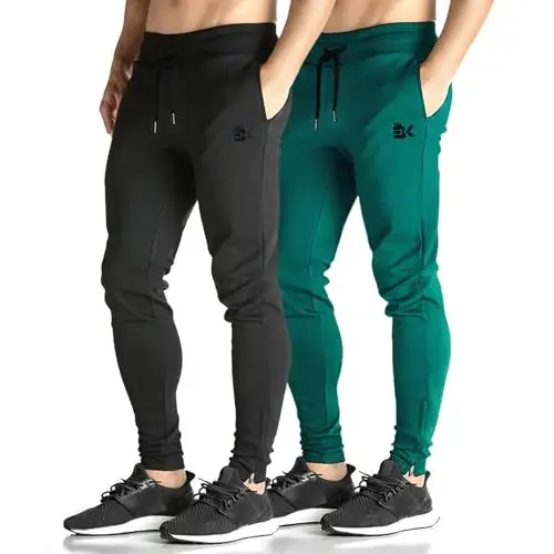 BROKIG Mens Zip Joggers Shim - Kundalik Sport Zal Mashg'ulot Trubkasi Qulay Ingichka Moslashgan Toraytirilgan Sport Shim Pichoqlari bilan 